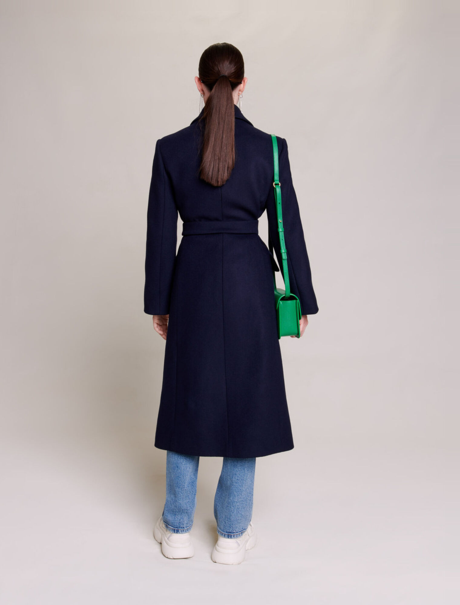 Black wool coat mini coat women coat 1070#