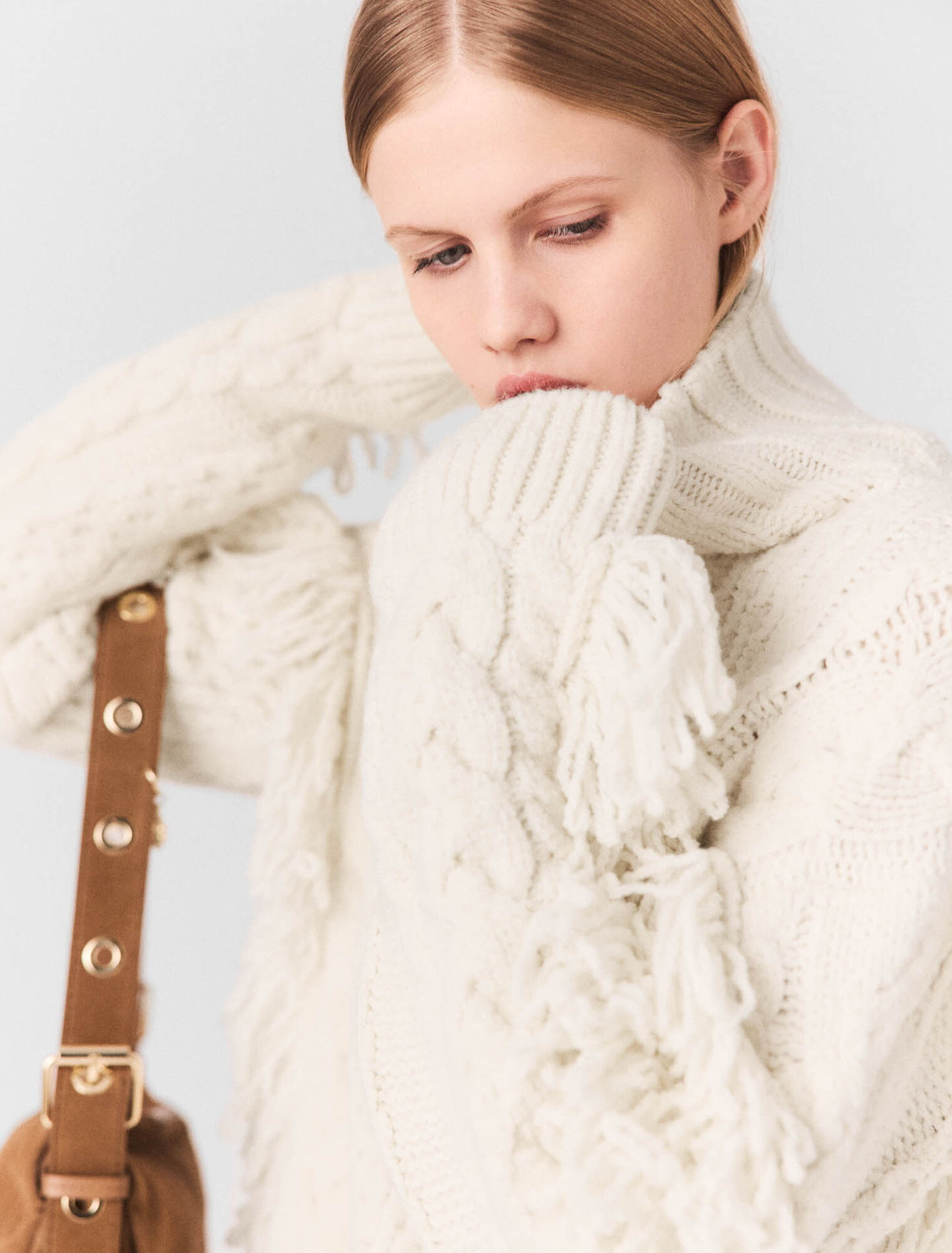 Pull en laine melangé avec franges