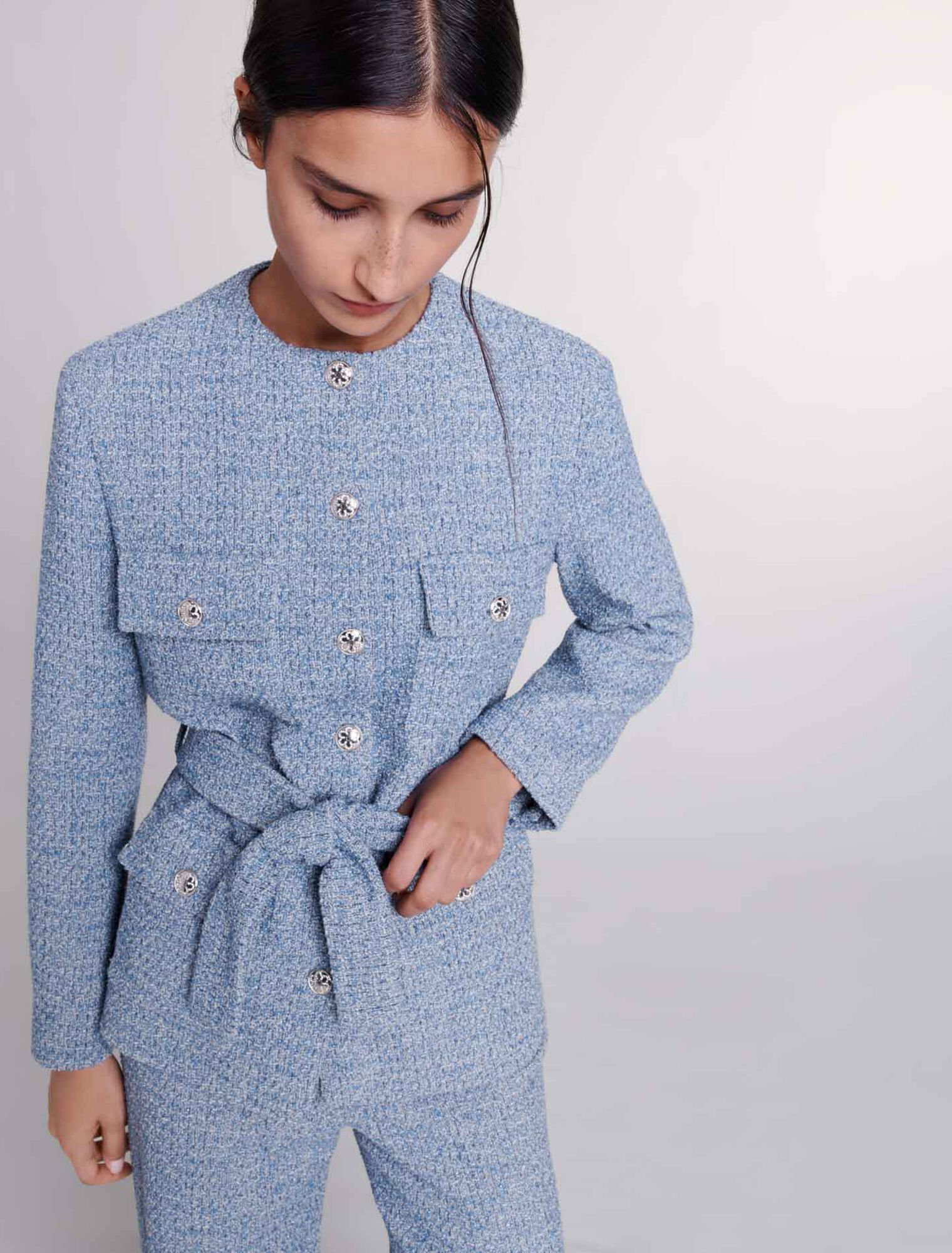 Veste ceinturée en tweed