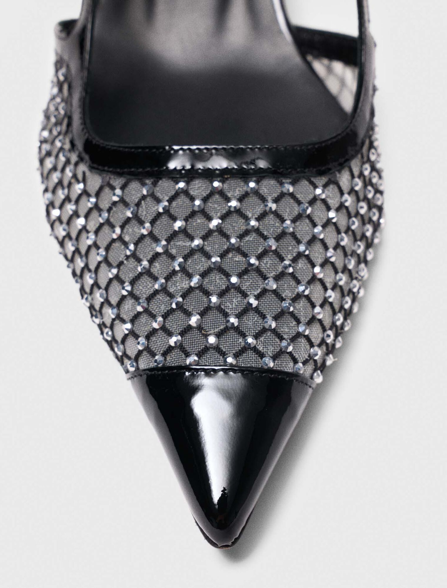 Rhinestone mesh pumps