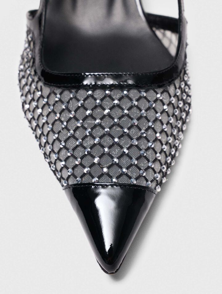 Rhinestone mesh pumps
