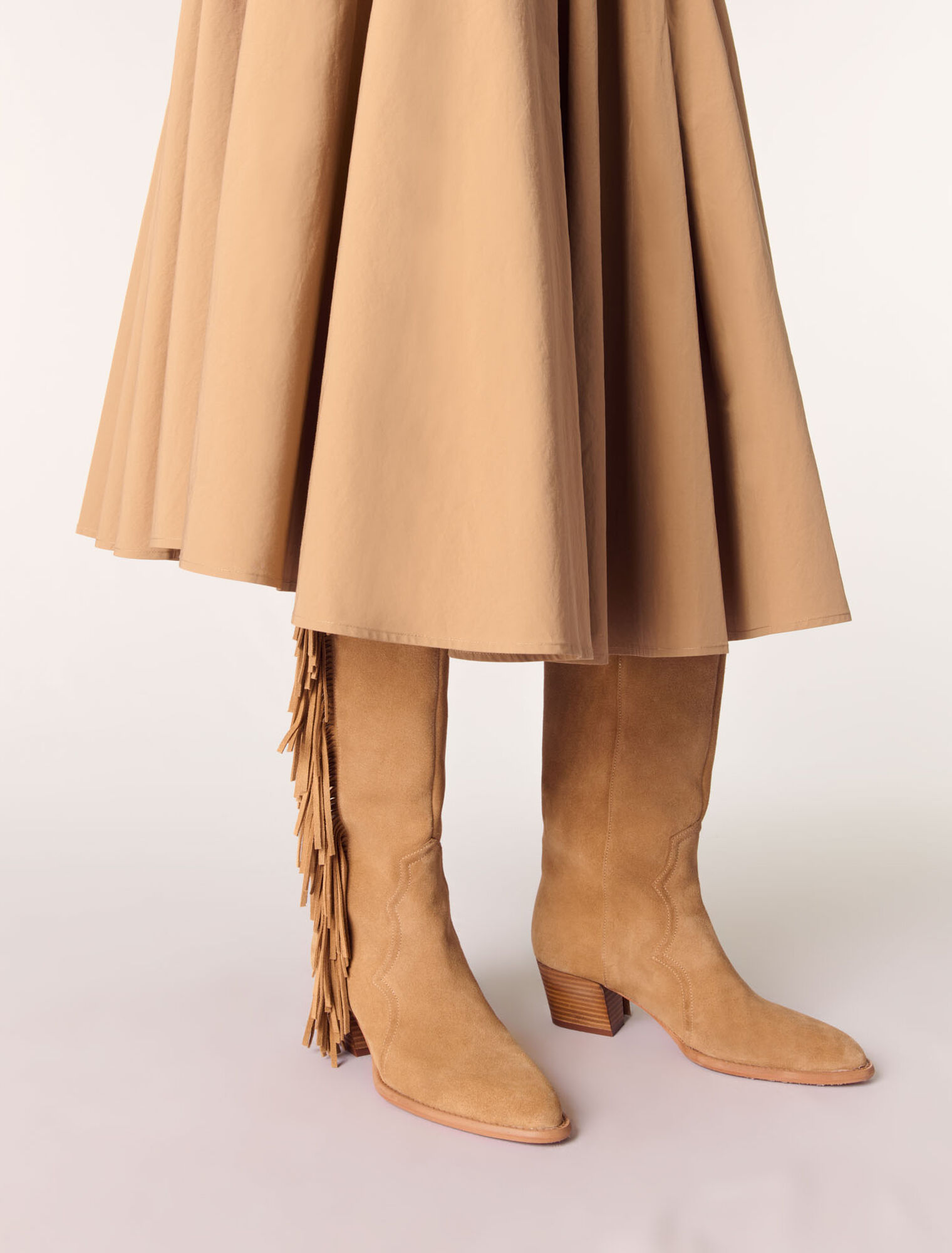 Bottes western en suède à franges