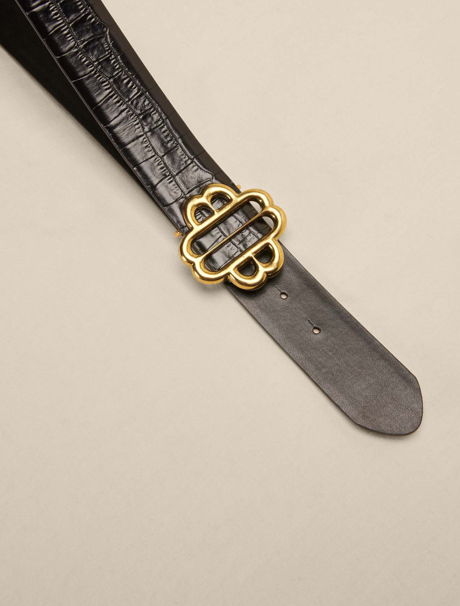Ceinture double M en cuir croco