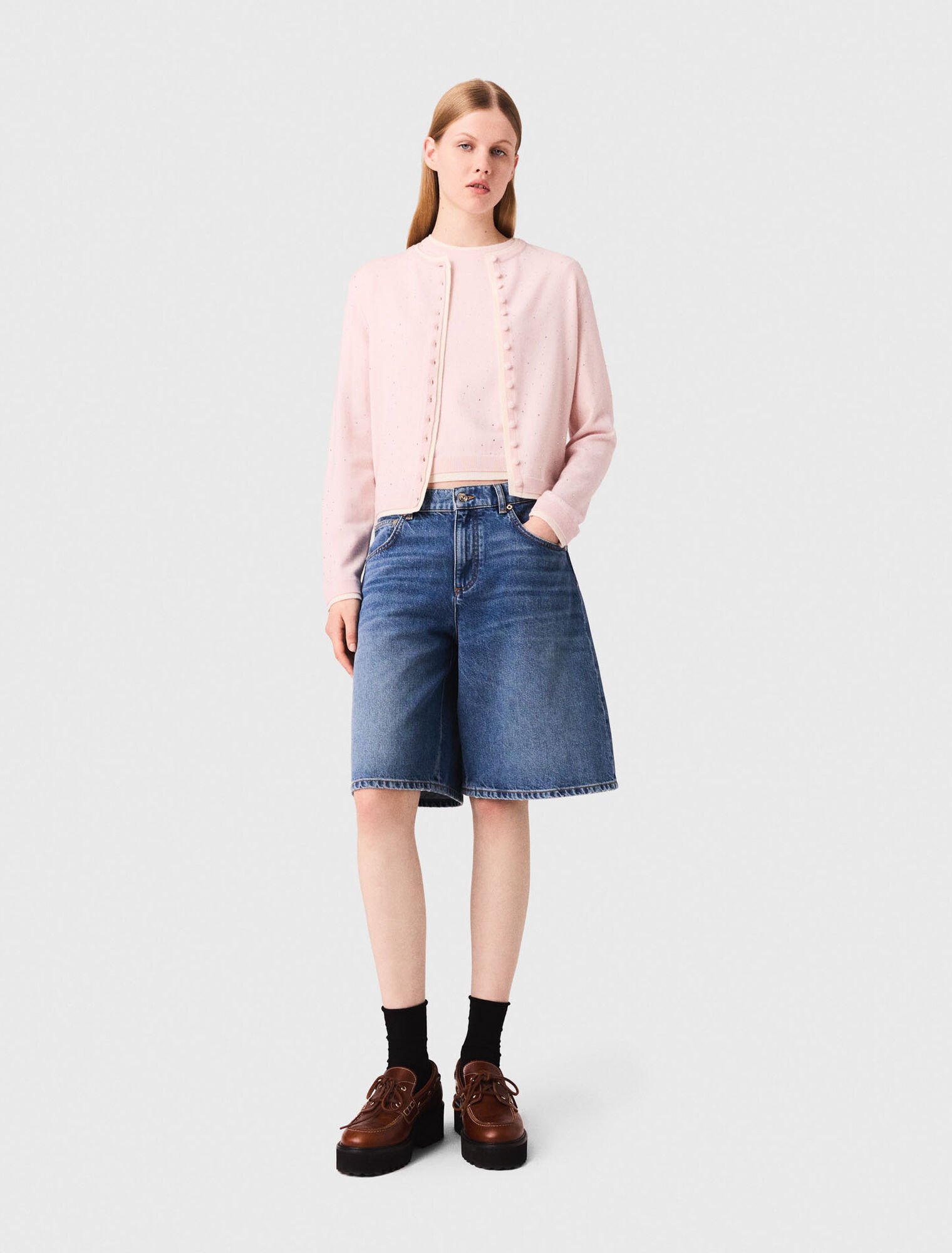 Cardigan 100% laine avec strass