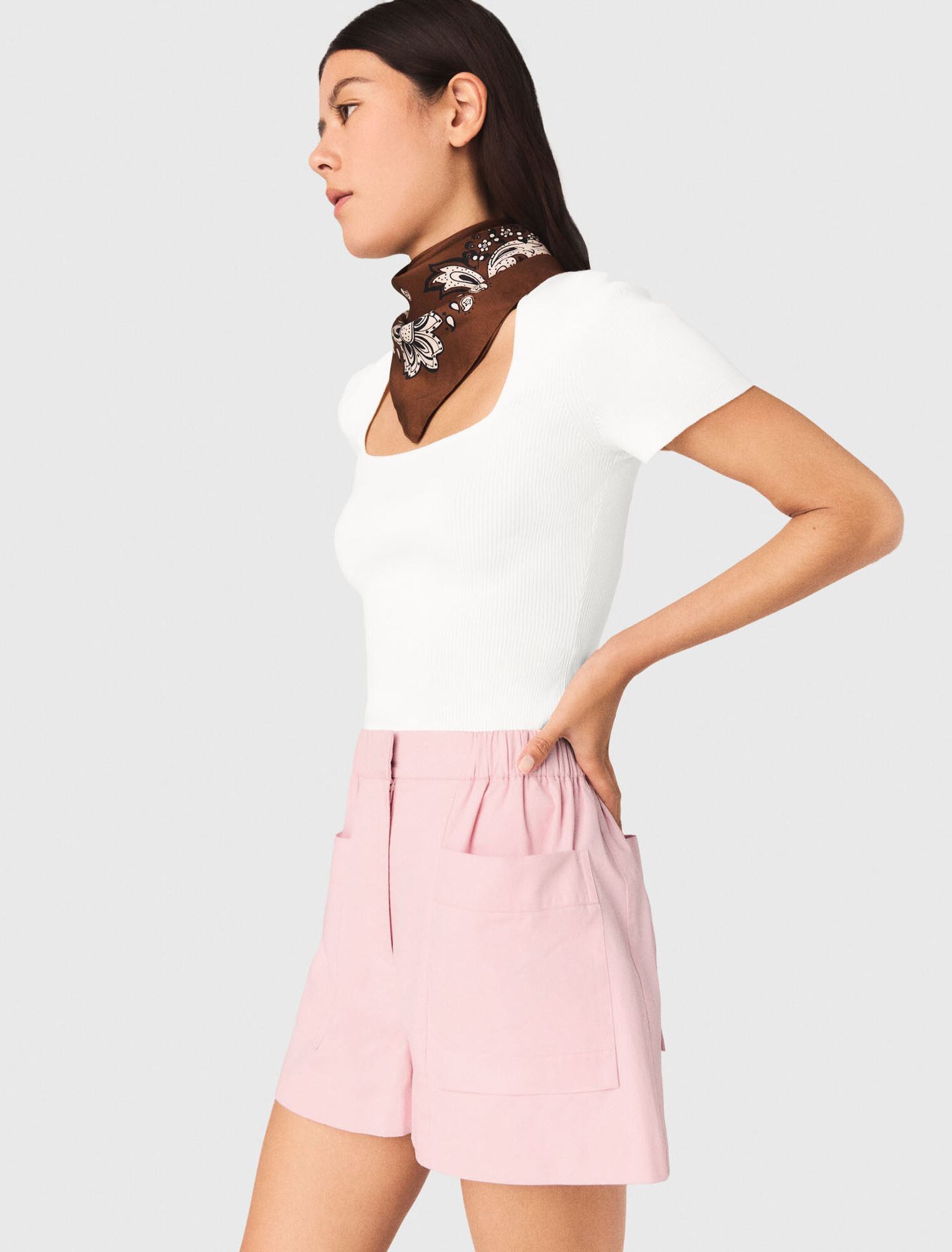 Square-neck ribbed sweater