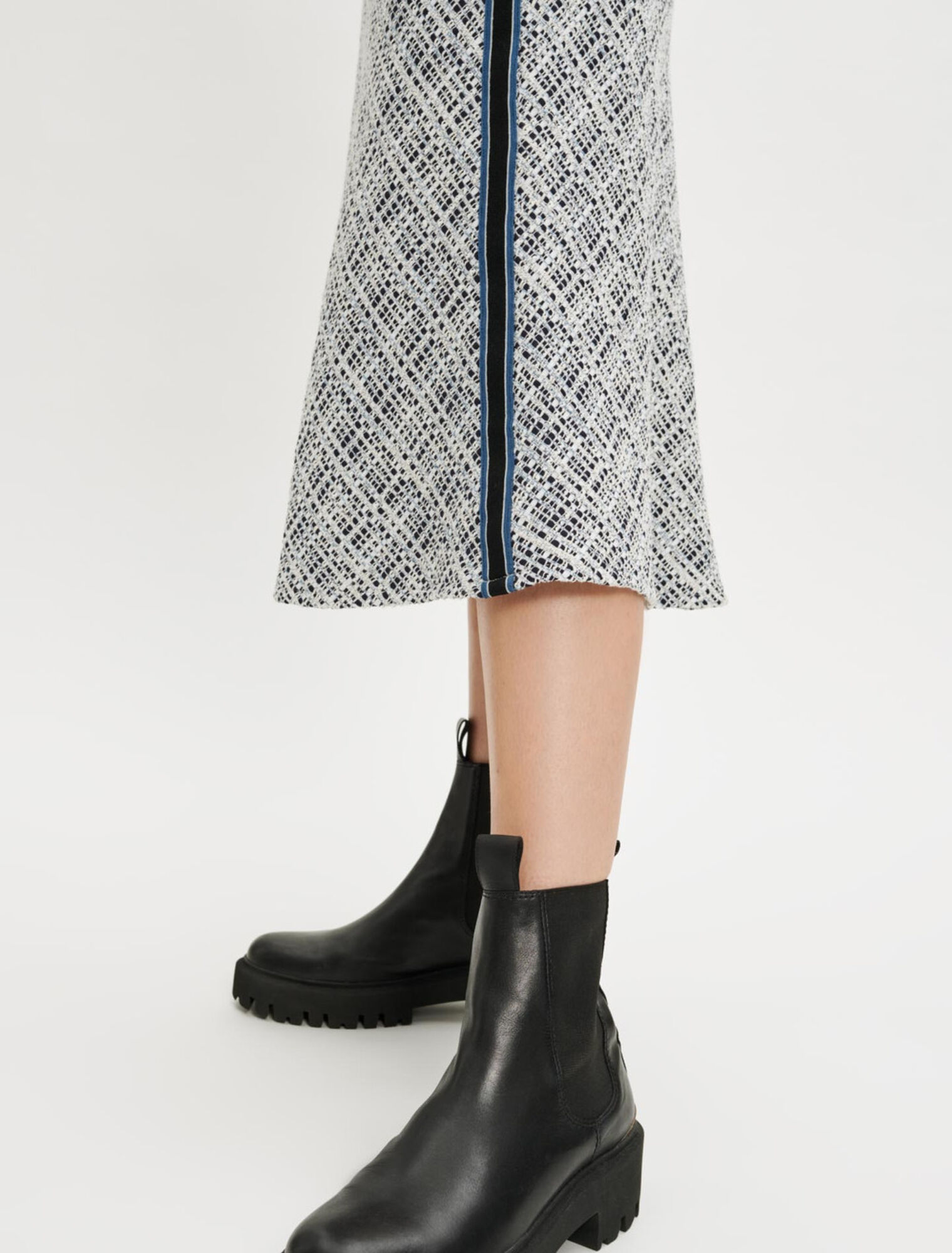 Jupe midi en tweed
