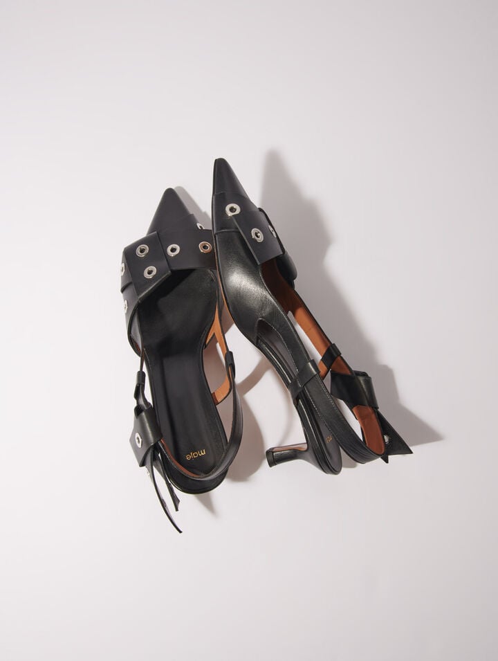 Escarpins pointus à détail noeud