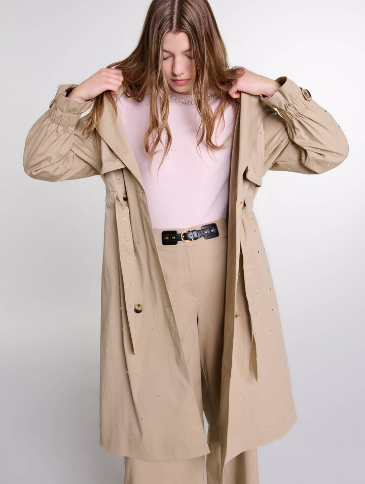 Trench clout&eacute; taille &eacute;lastiqu&eacute;e
