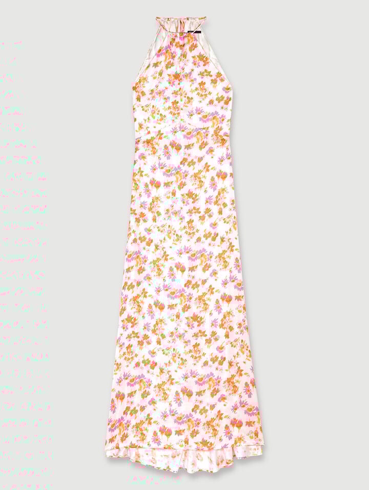 Robe longue fleurie et satinée