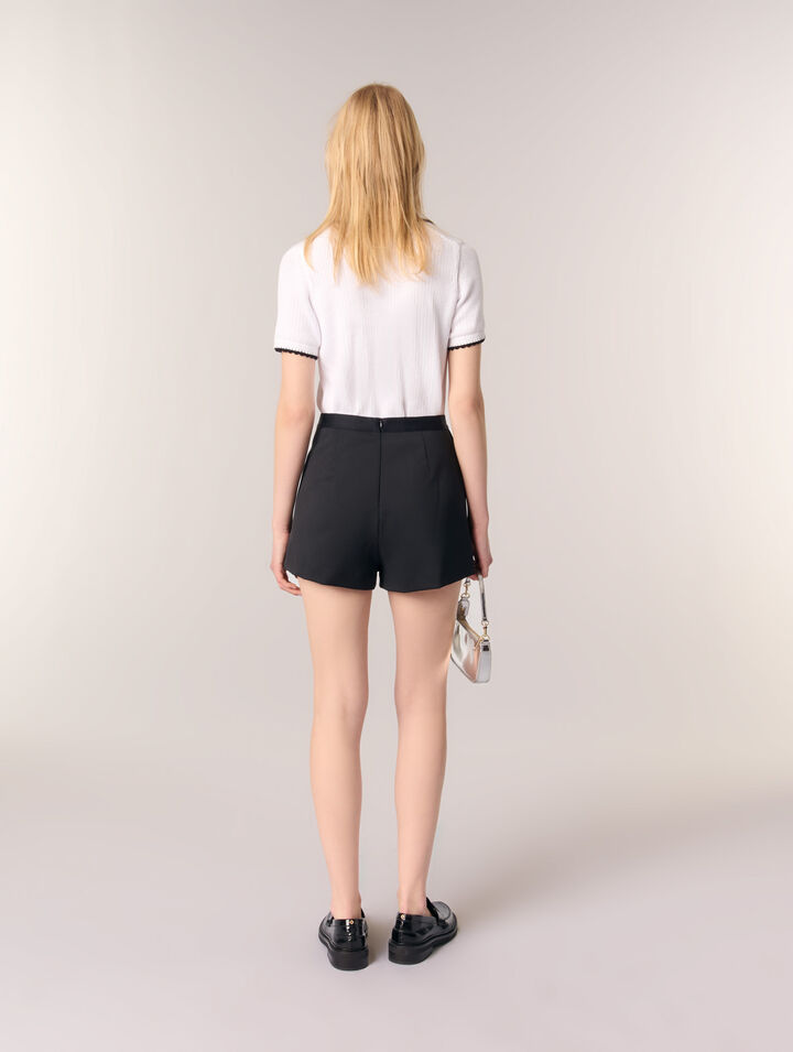 Short droit plissé