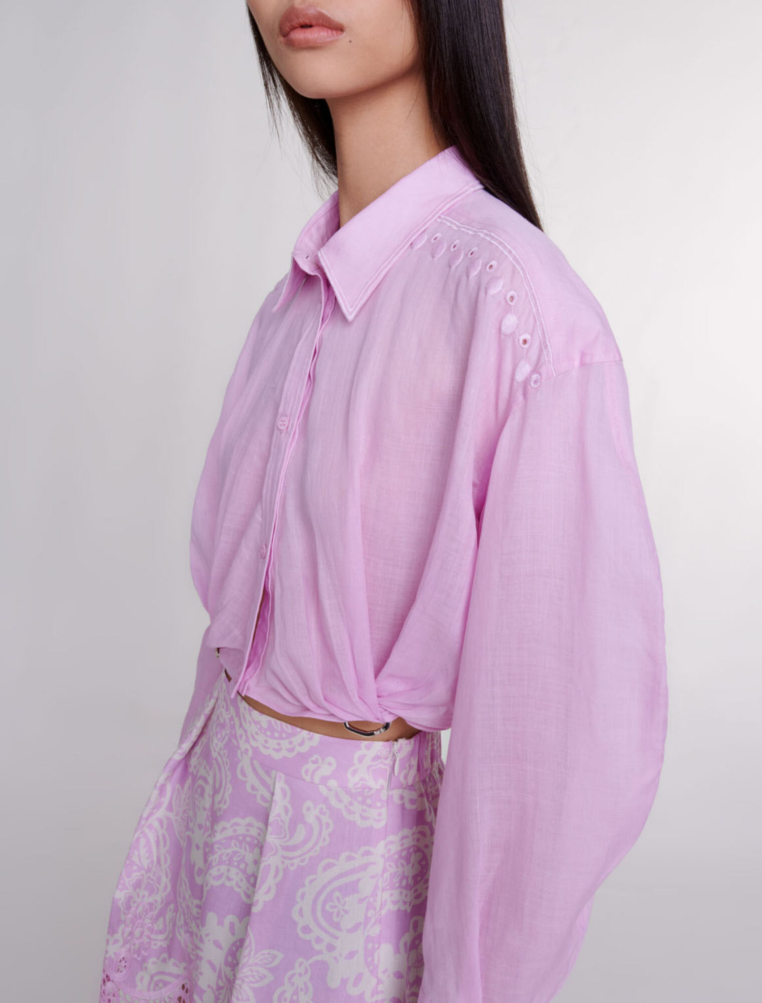Ramie cropped shirt