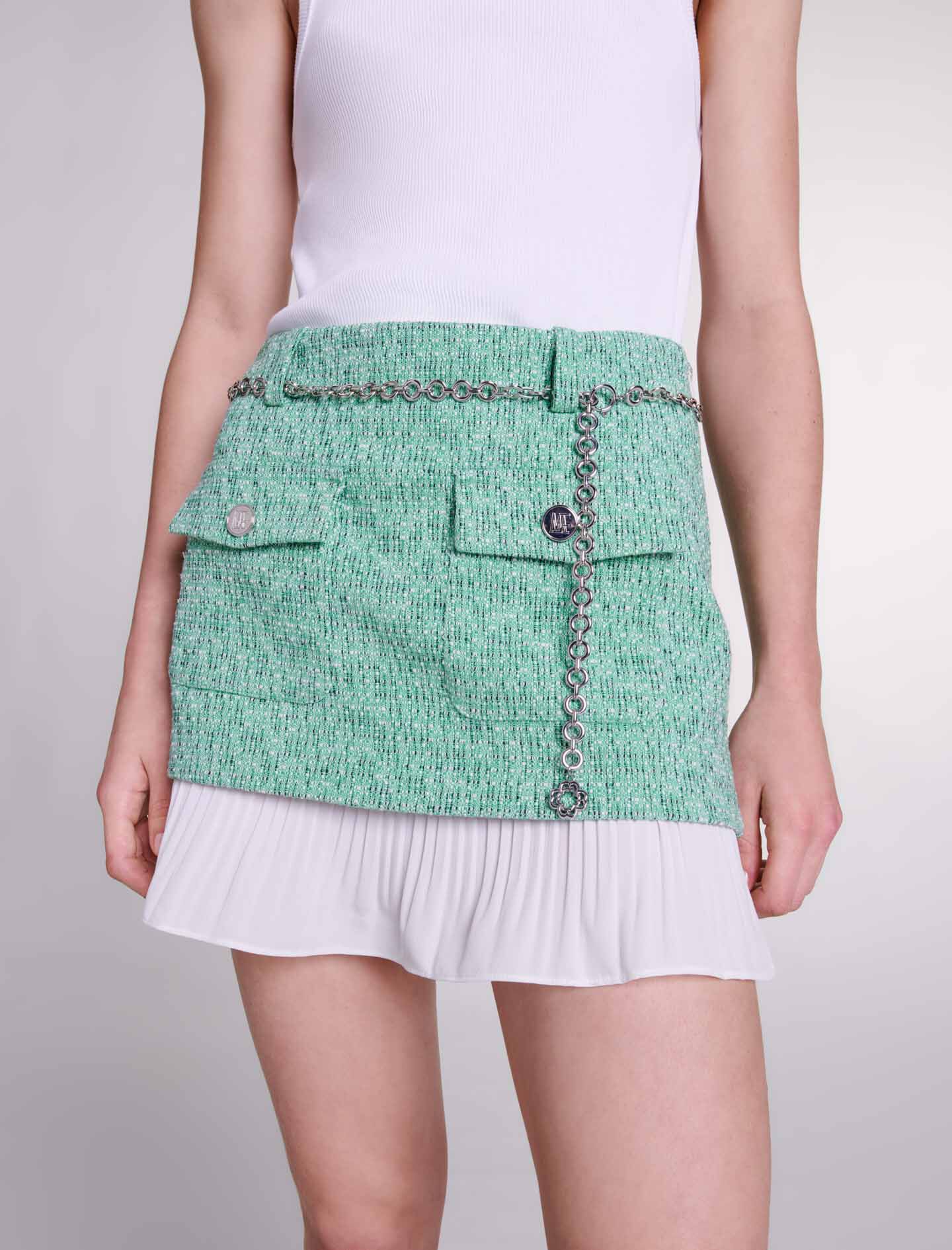 Jupe courte effet 2 en 1 vert pour femme Maje
