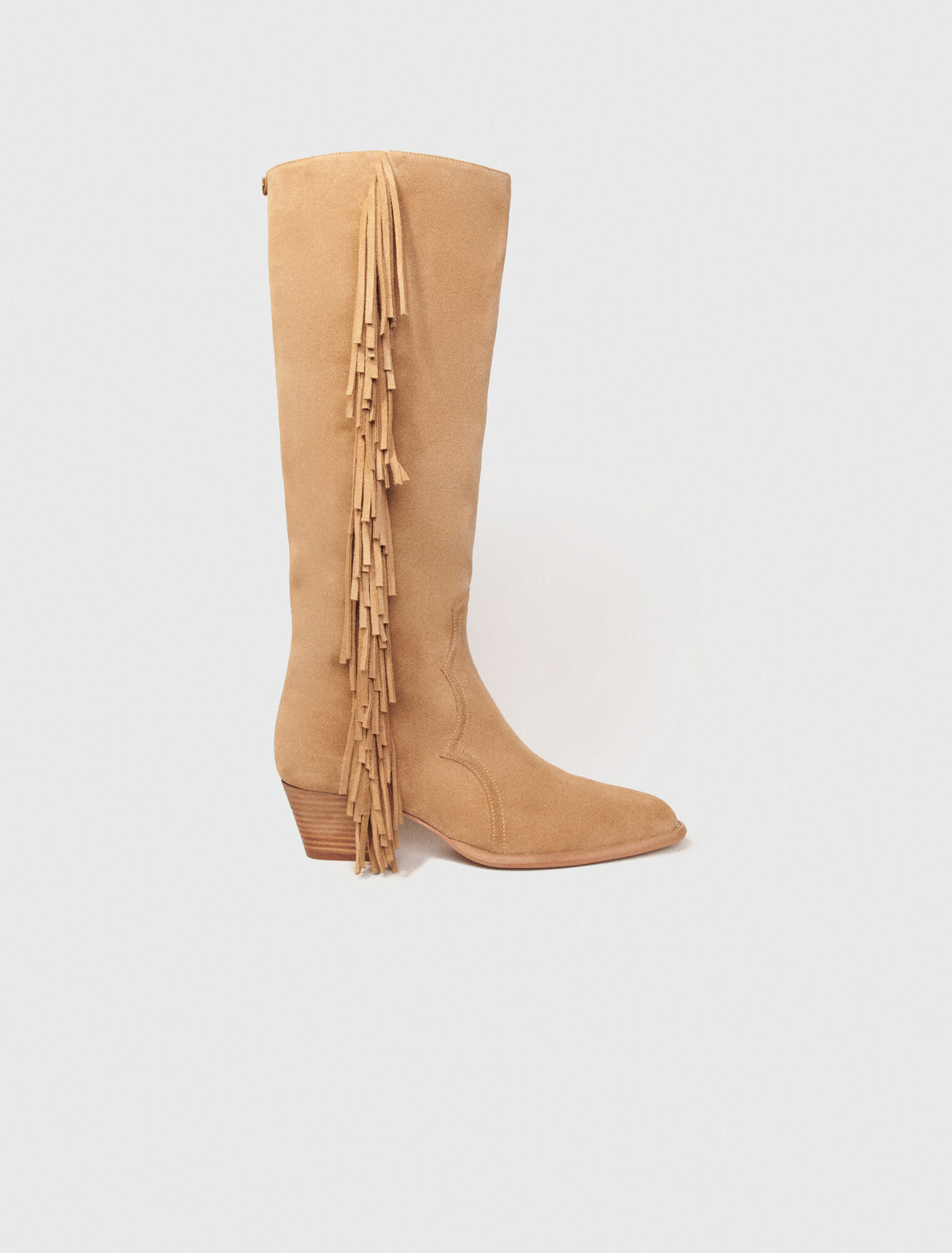 Fringed suede cowboy boots