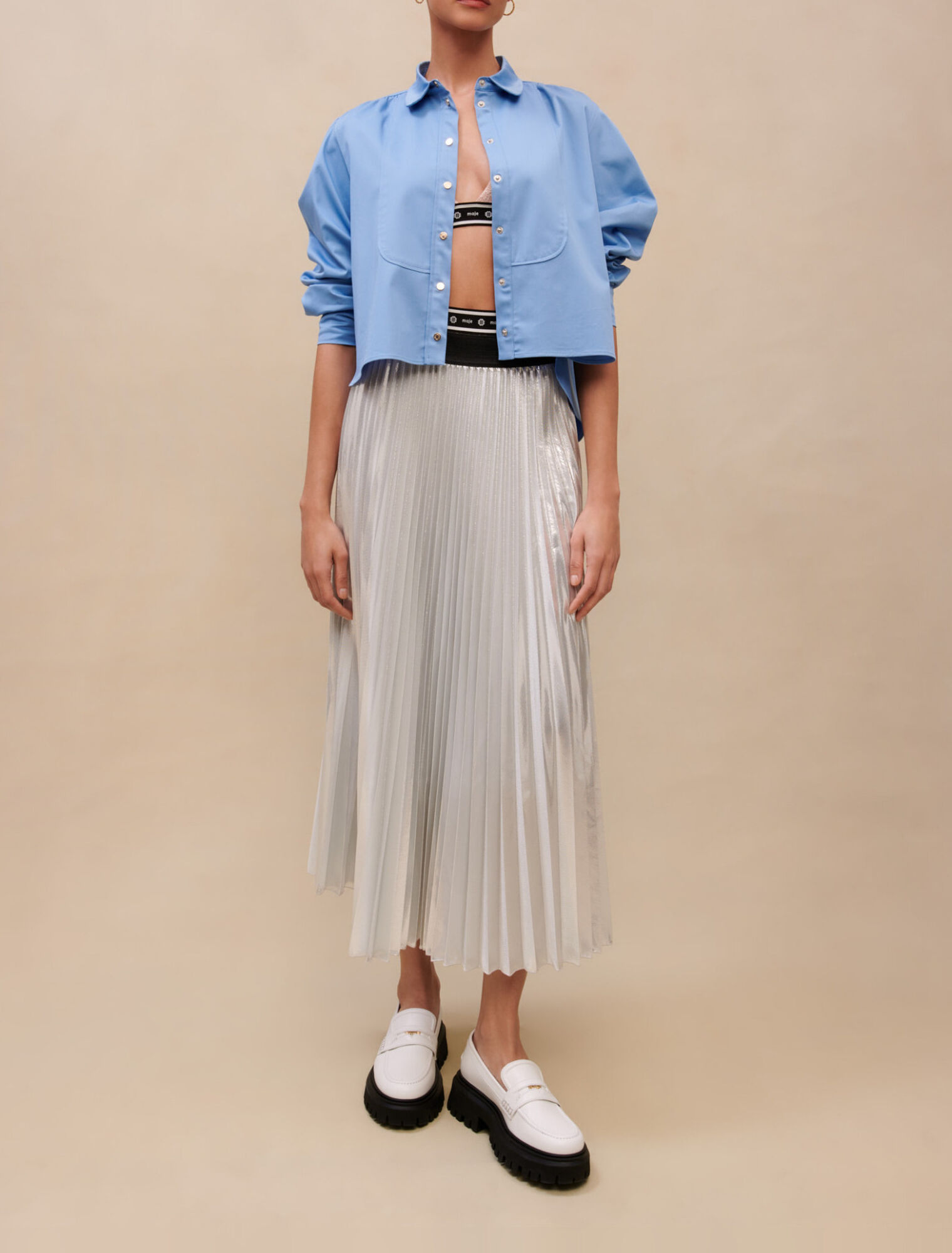 Silver pleated skirt