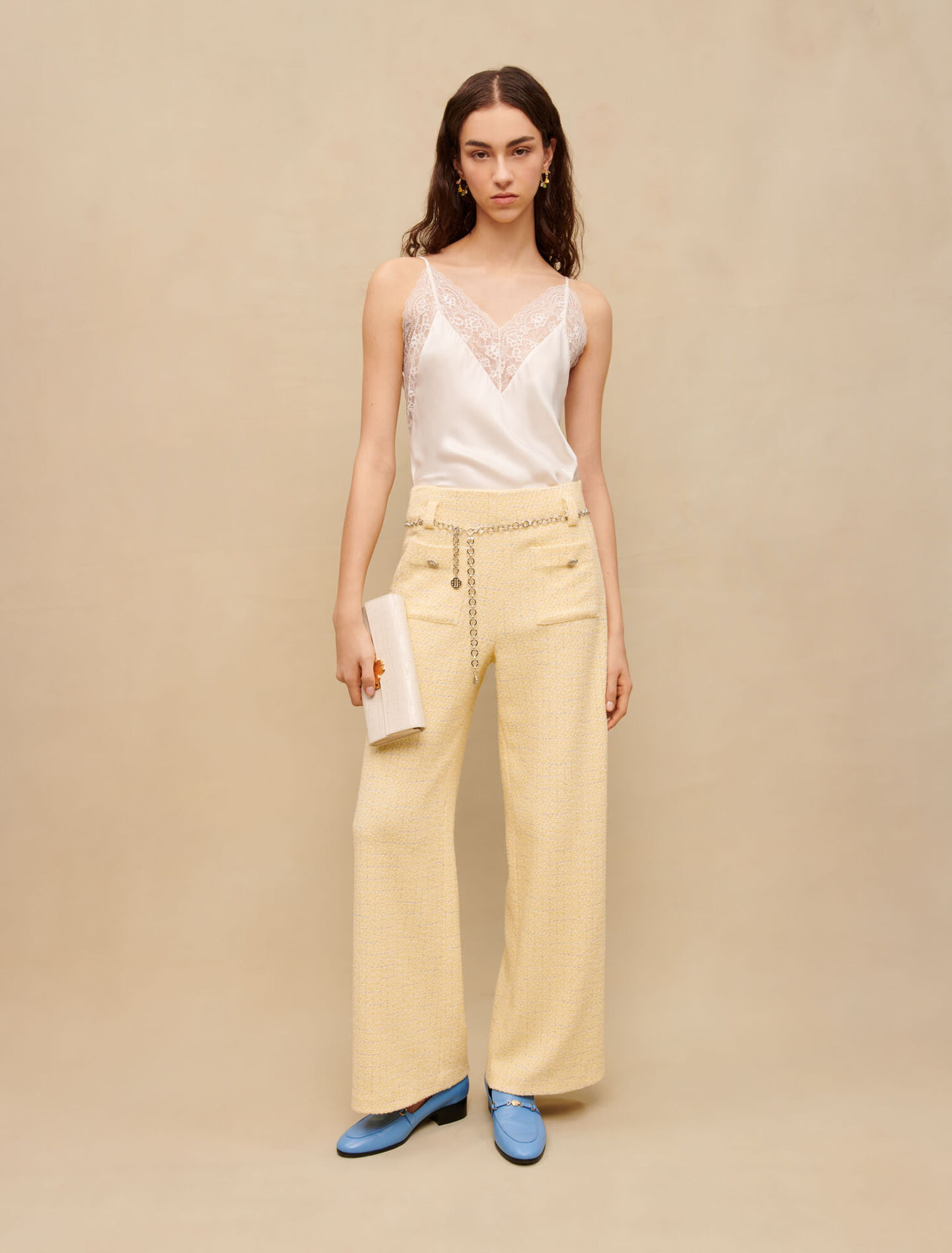 Top en satin de soie et dentelles