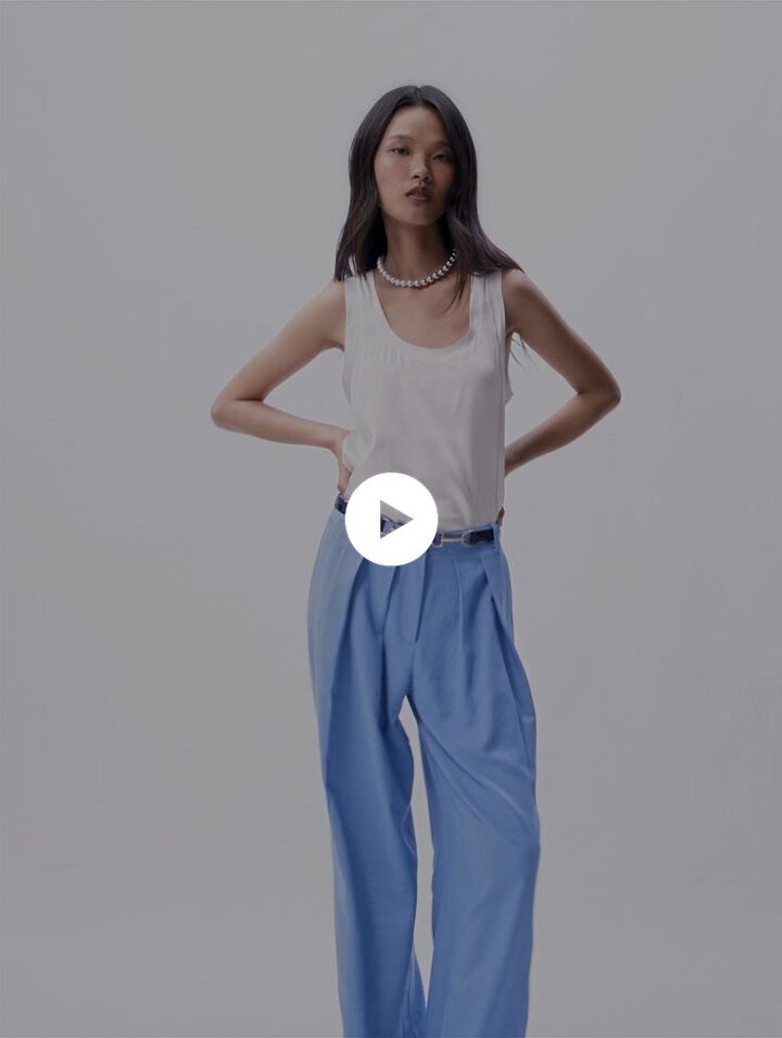 Pantalon de tailleur large à plis 