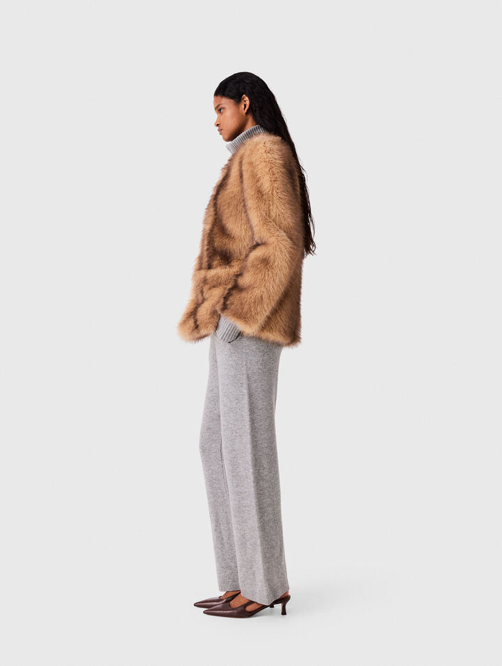 Mid-length faux fur coat