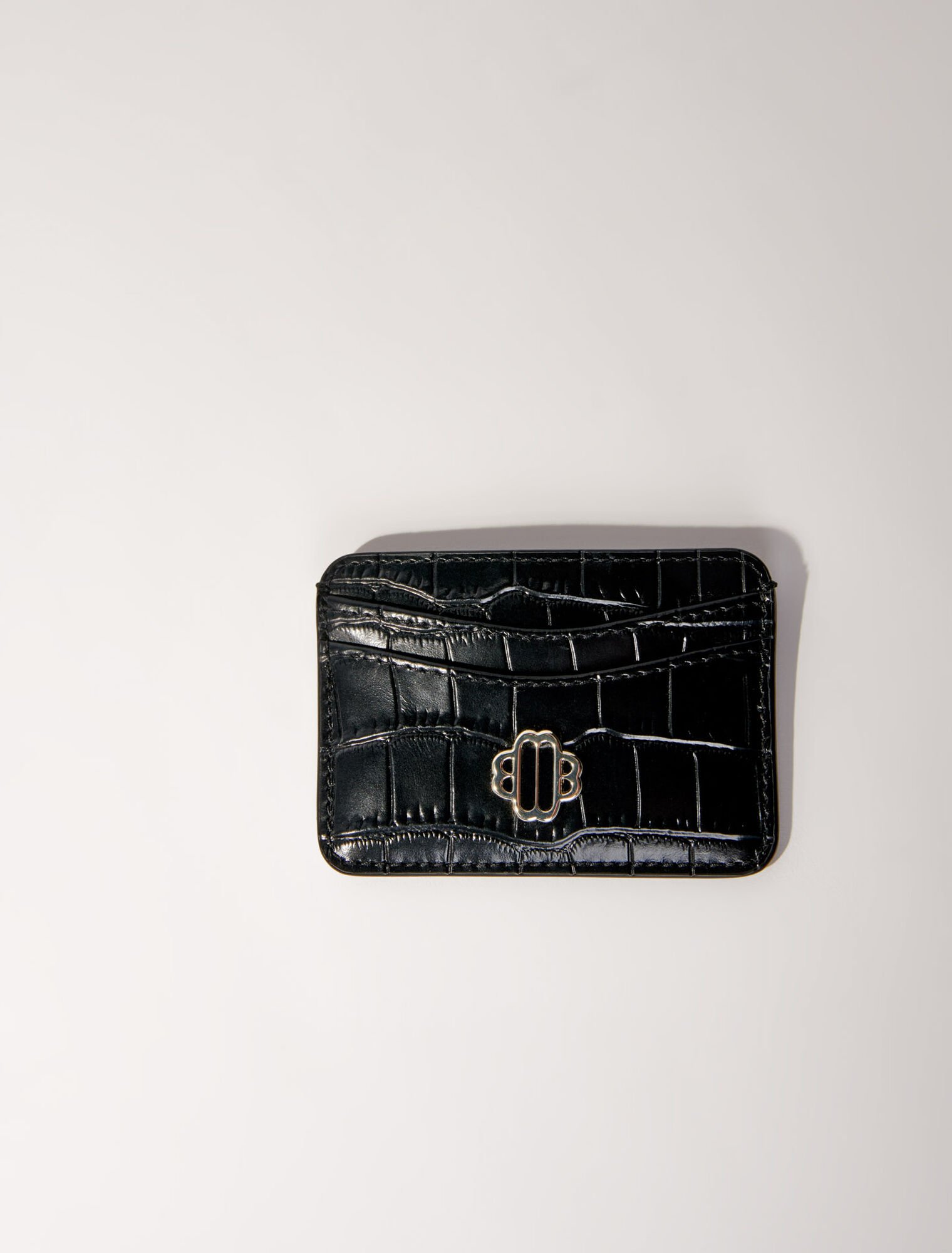 Porte-cartes en cuir embossé croco