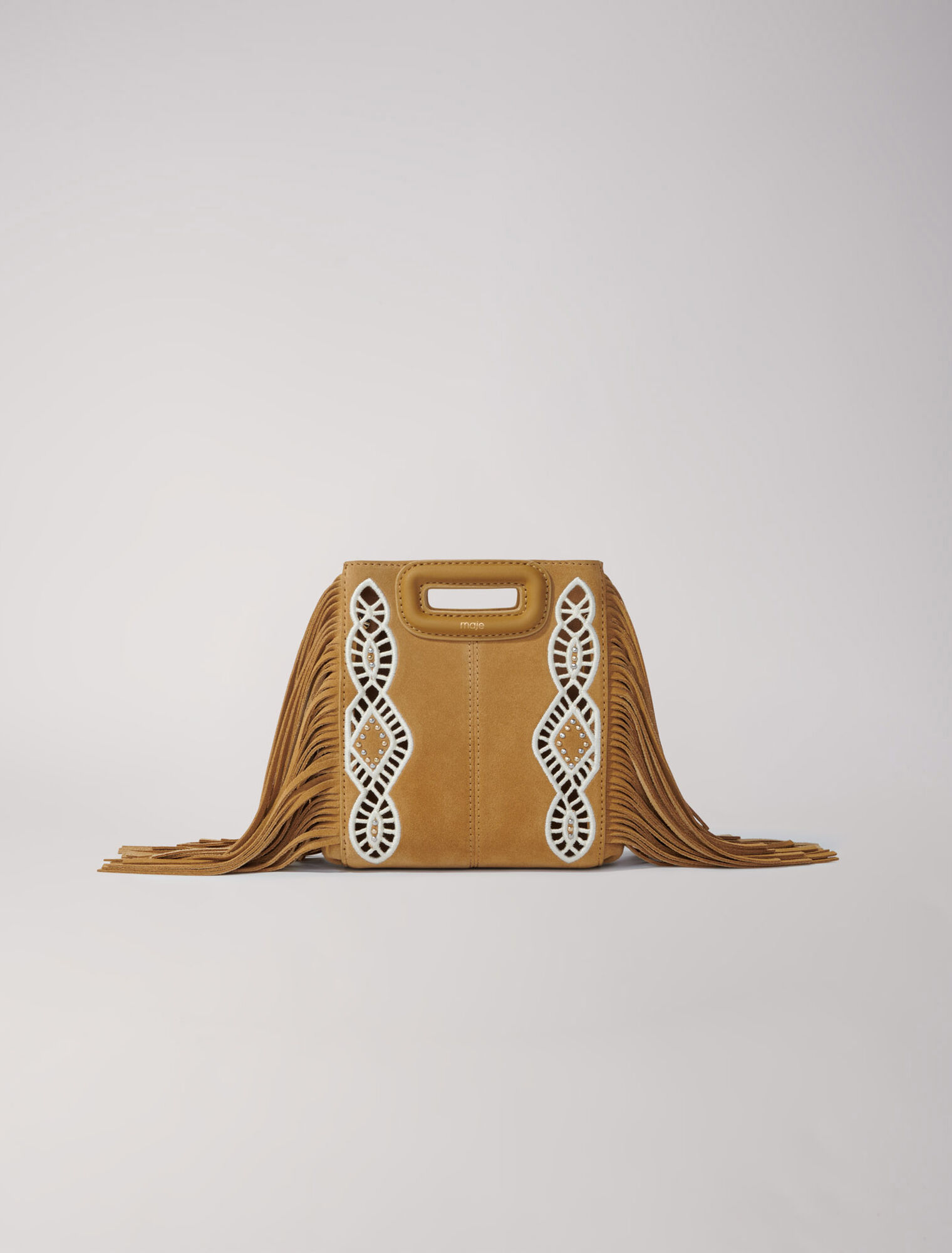 Sac M mini en suède brodé à franges