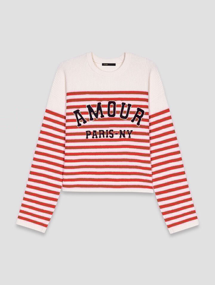 Pull en maille côtelée à rayures
