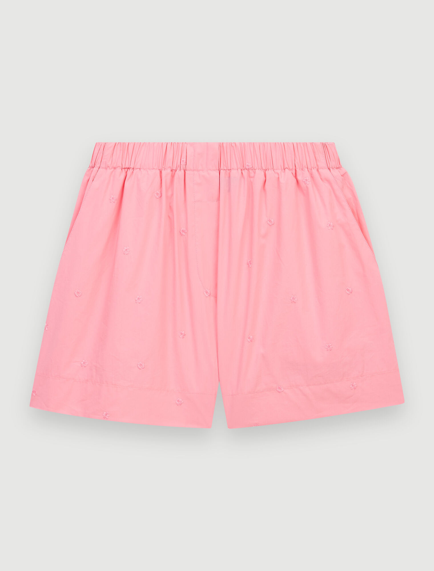Short en popeline brodée