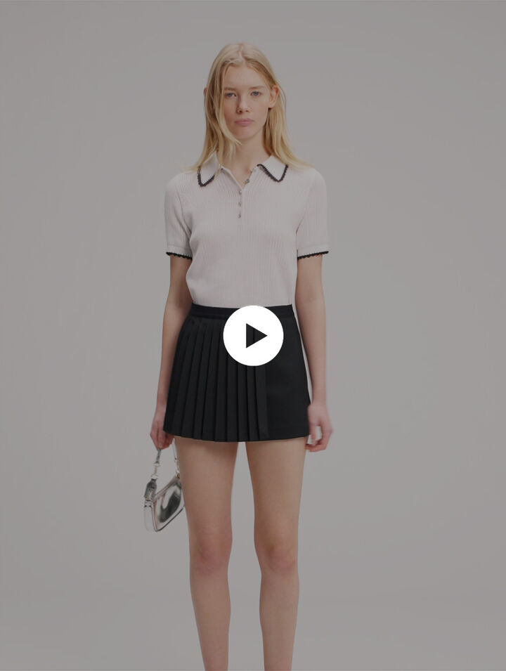 Short droit plissé
