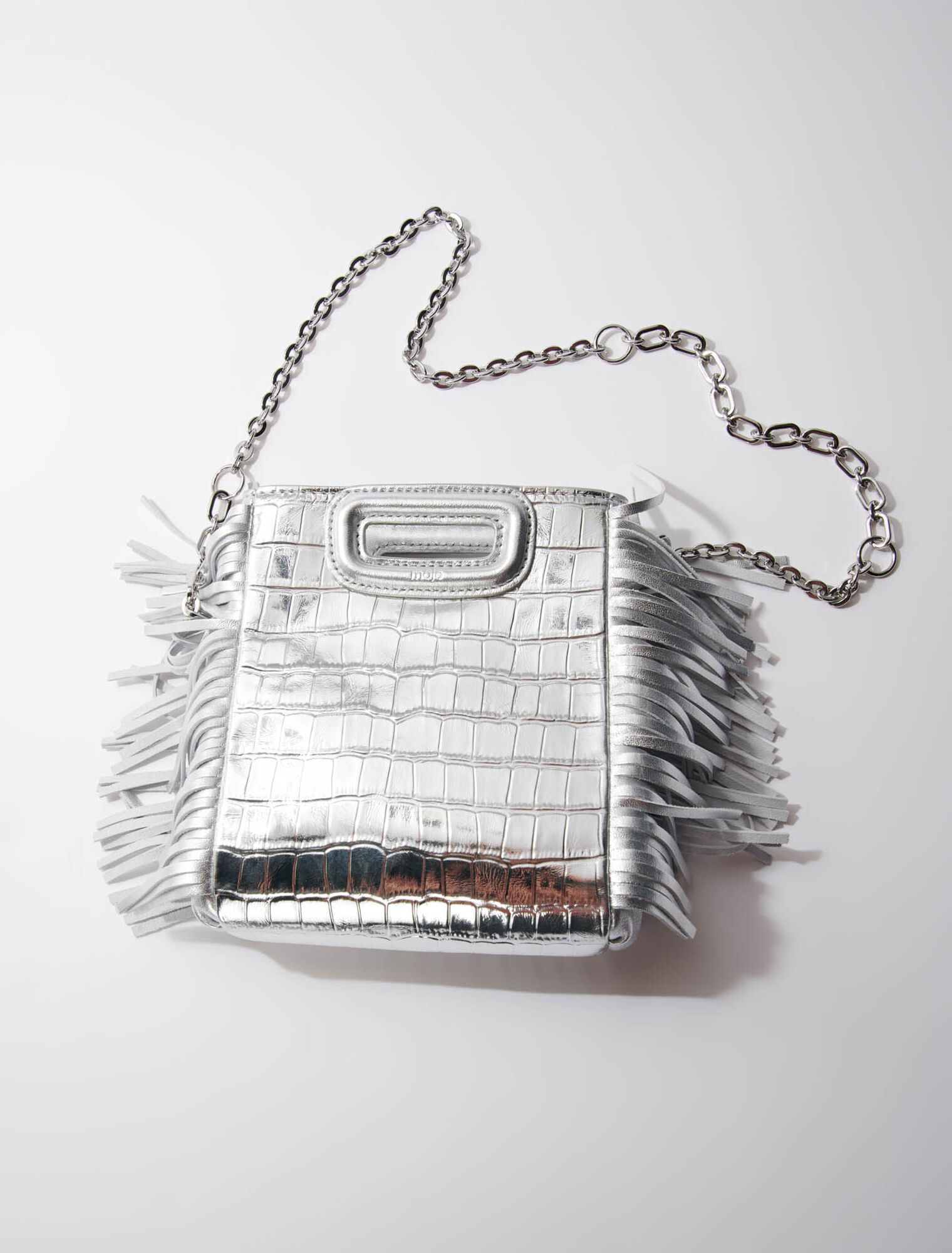 Embossed croc-effect leather mini M bag