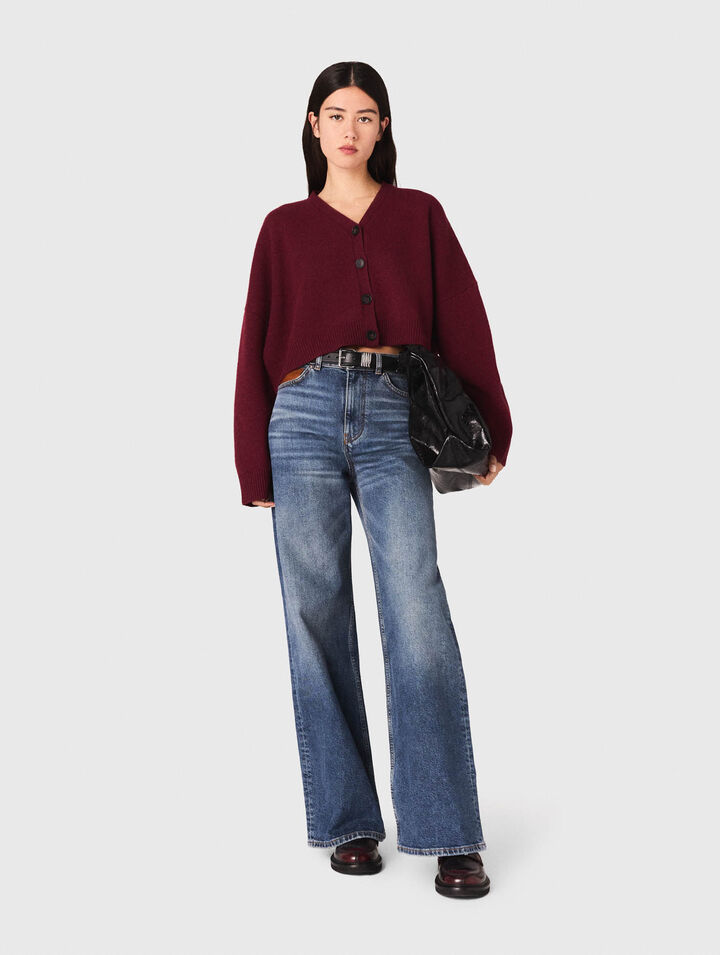 Cardigan cropped en laine mélangée