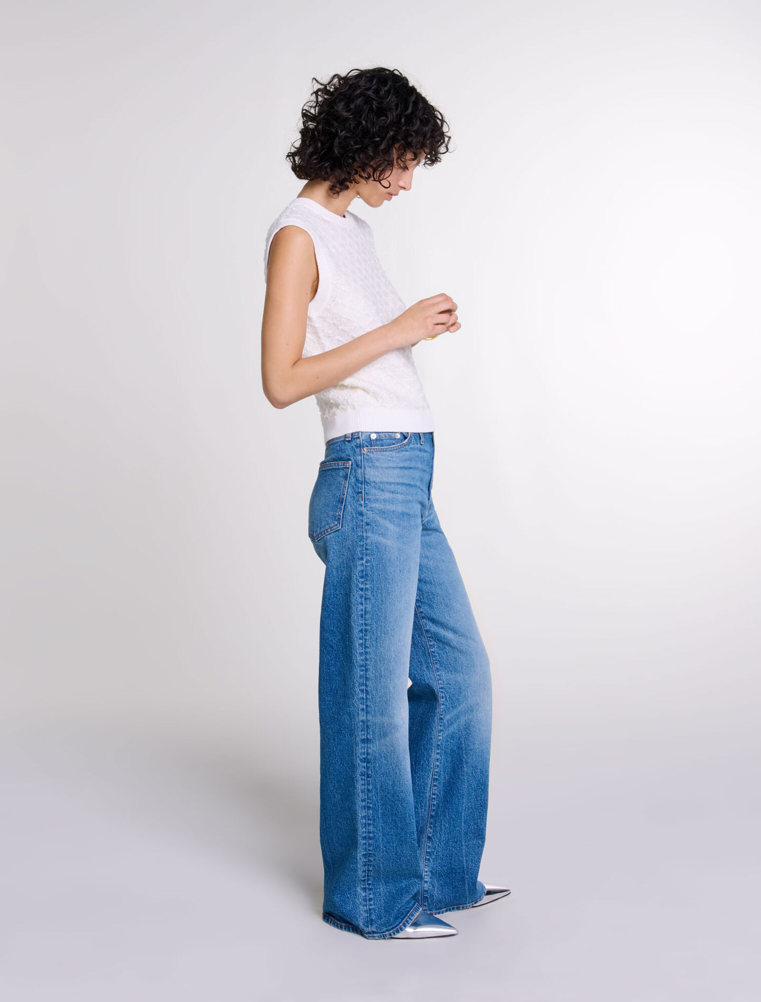Pull sans manches en maille