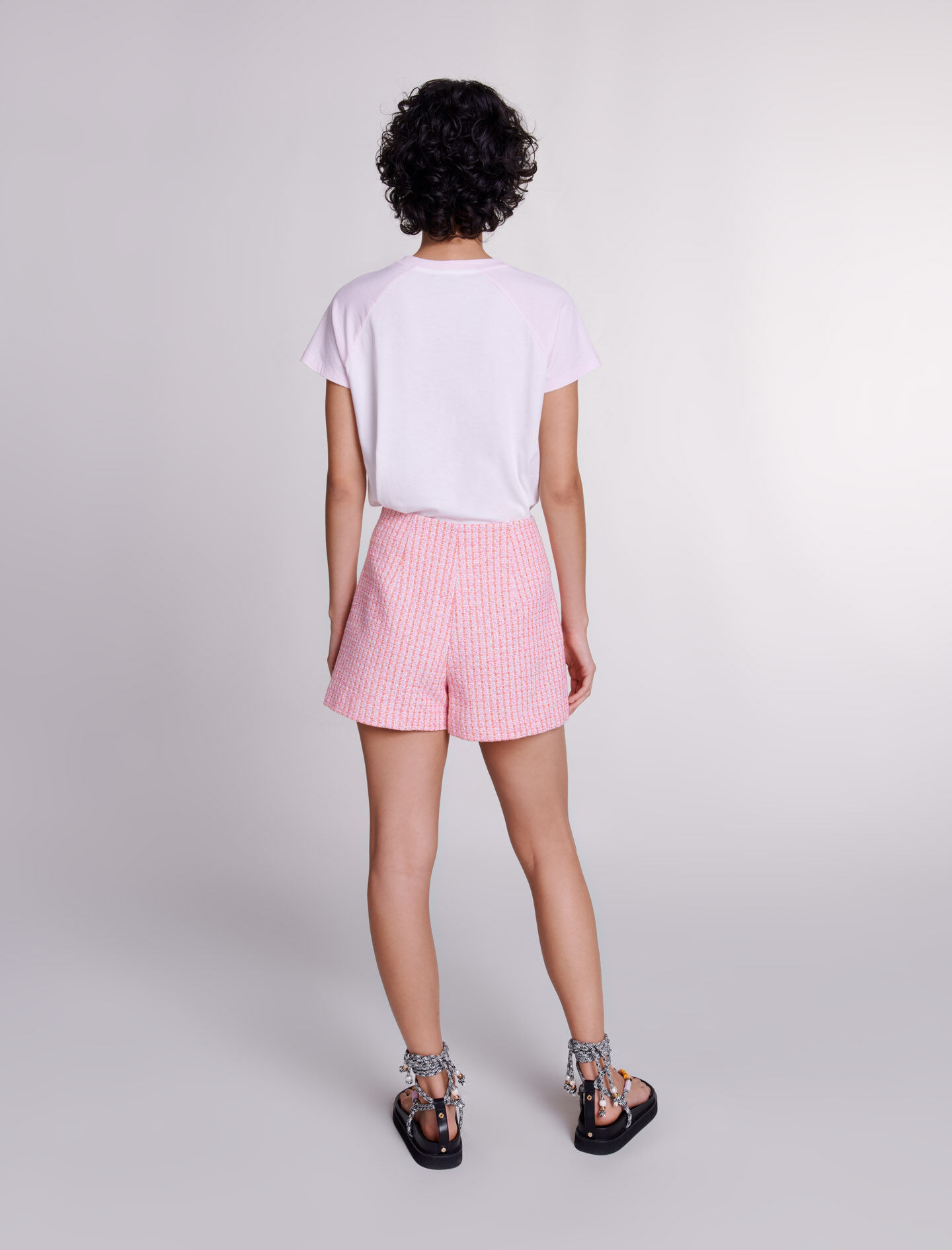 melt the lady tweed short pants wh×bk SweatyRocks Women's High Waisted Button Front Tweed Shorts