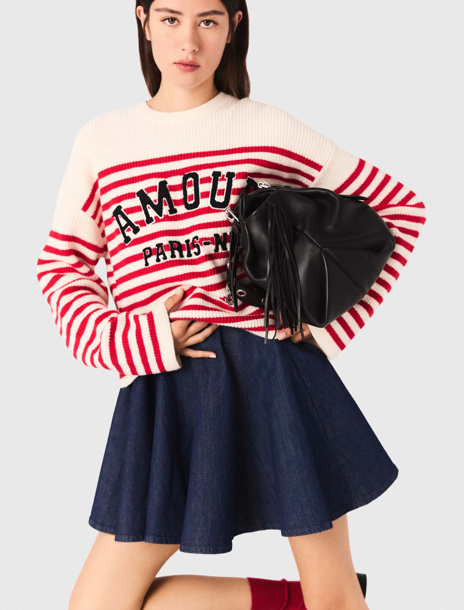 Pull en maille côtelée à rayures