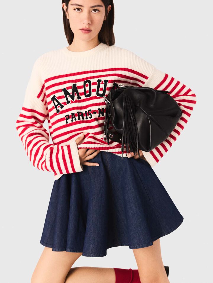 Pull en maille côtelée à rayures