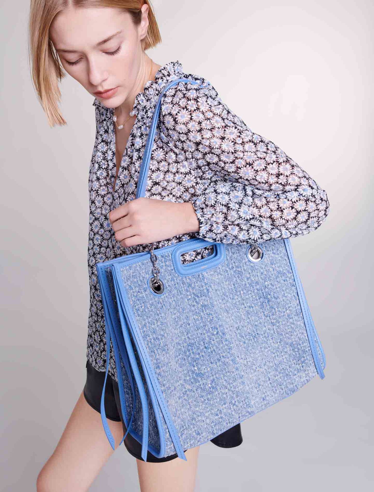 Cabas en toile denim et strass