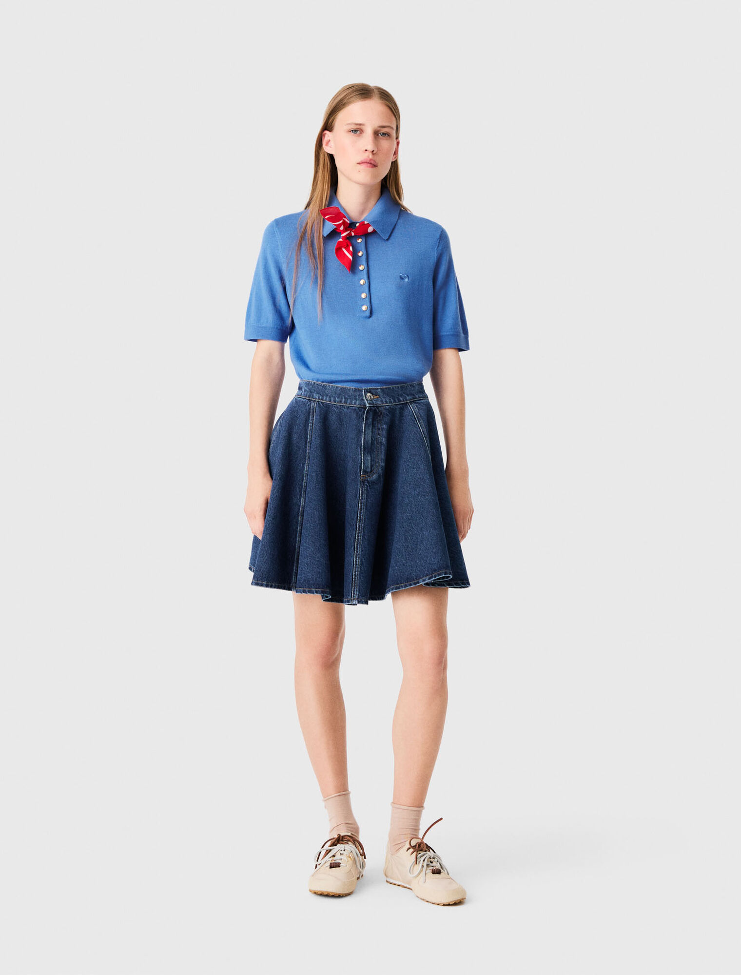 Jupe courte &eacute;vas&eacute;e en denim