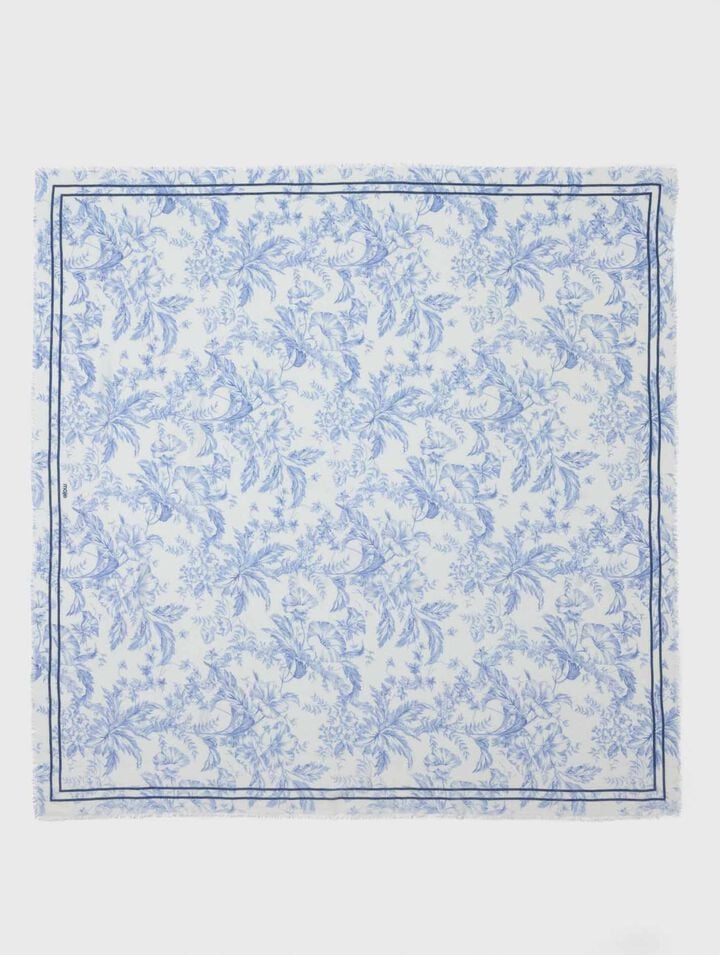 Ch&acirc;le en mix laine imprim&eacute; fleurs