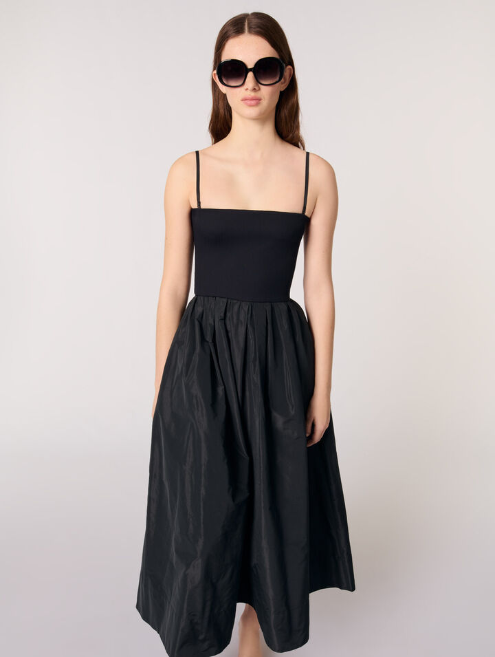 Strapless mesh and taffeta dress