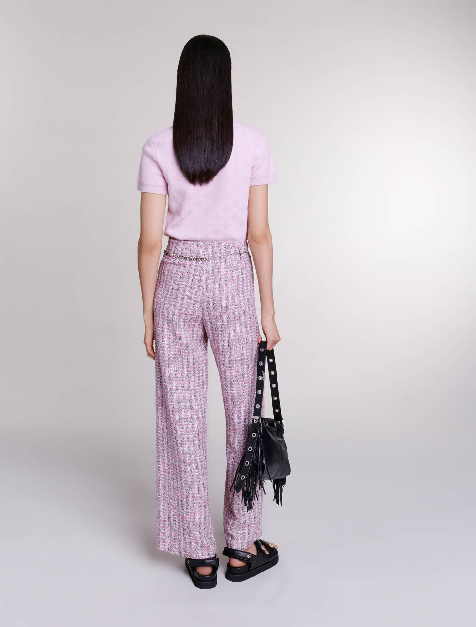 Pantalon large en tweed