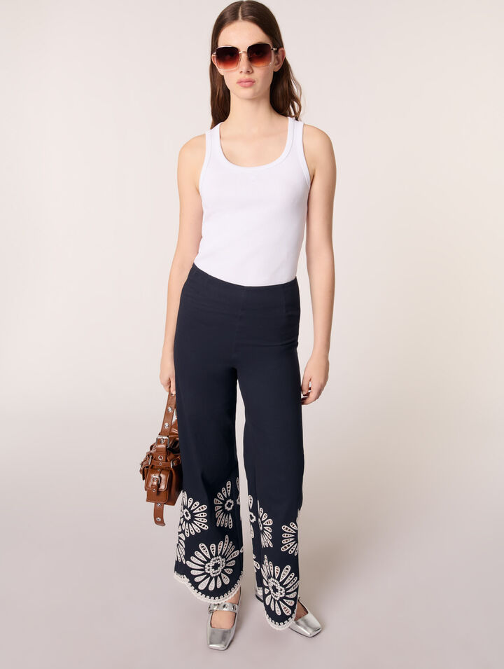 Pants with crochet detail