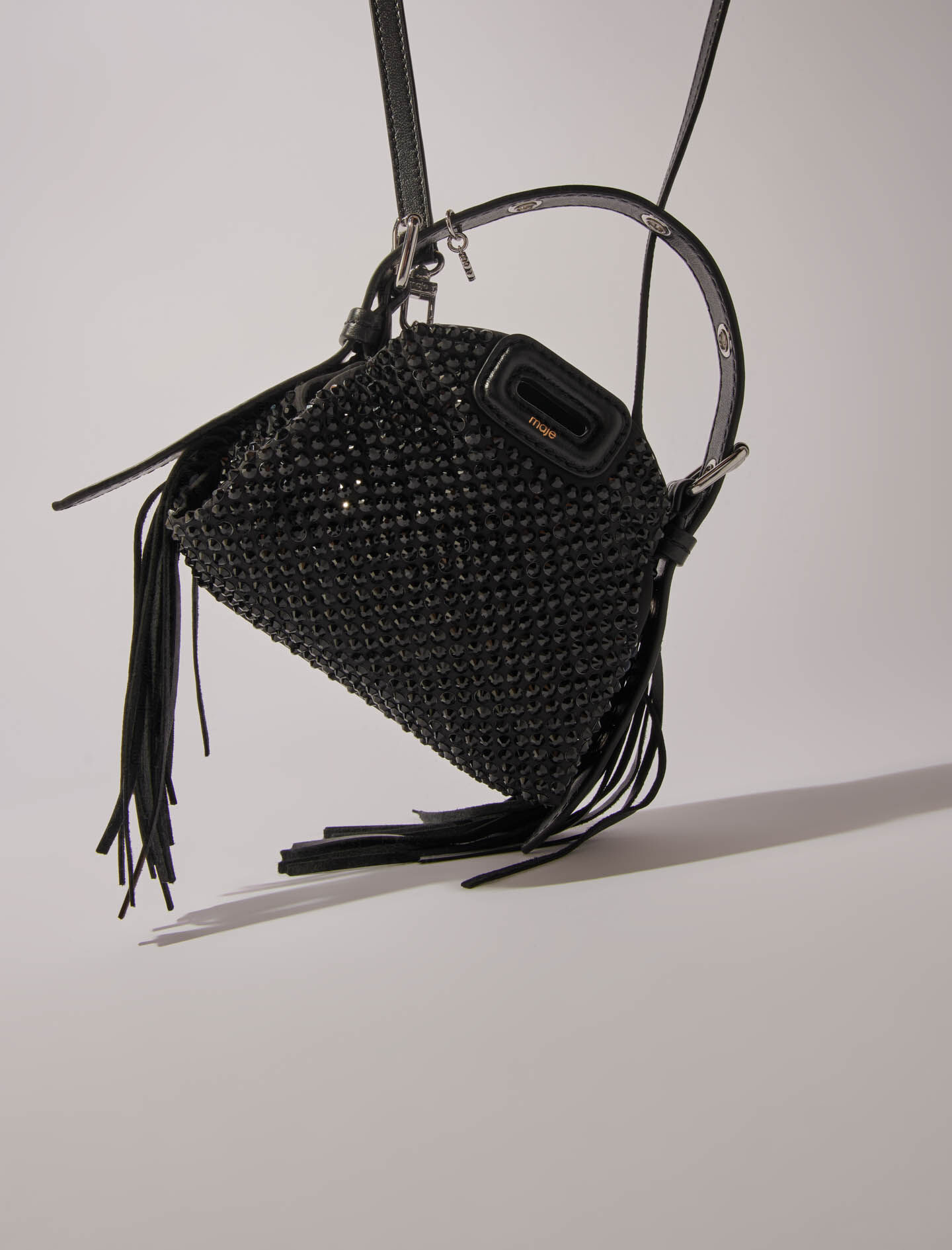 Sac Miss M Nano en strass gris noir pour femme Maje