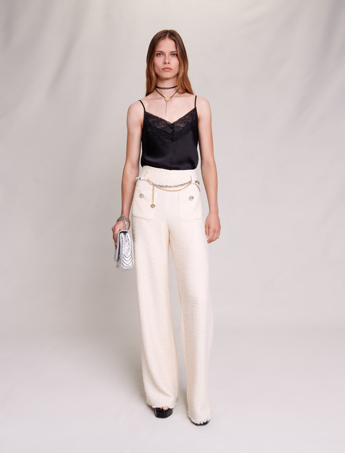 もらって 嬉しい お歳暮 ランキング White trousers tweed Wide-leg For Maje | Women スーツ