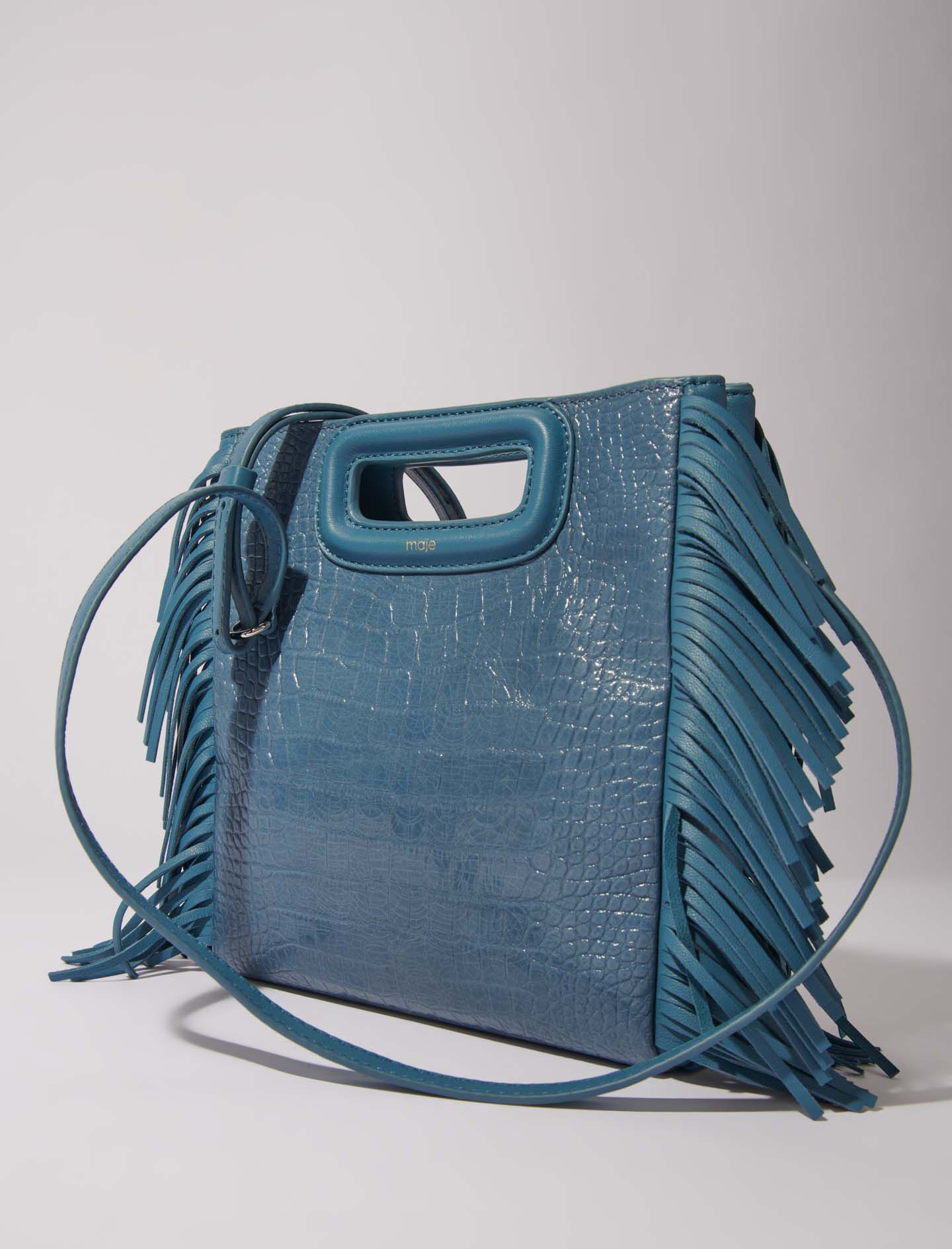 ショルダーバッグ・ポシェット ^MUCENT^ Crocker Signature Leather Shoulder Bag Unisex P0000 Mock croc M bag Blue For Women | Maje