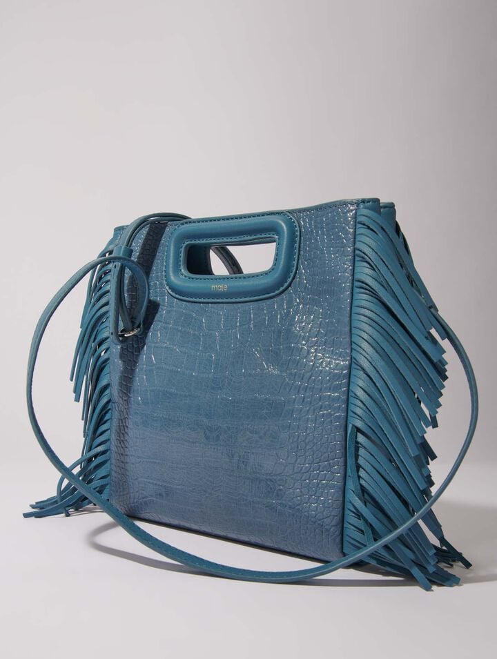 Sac M en cuir effet croco placé