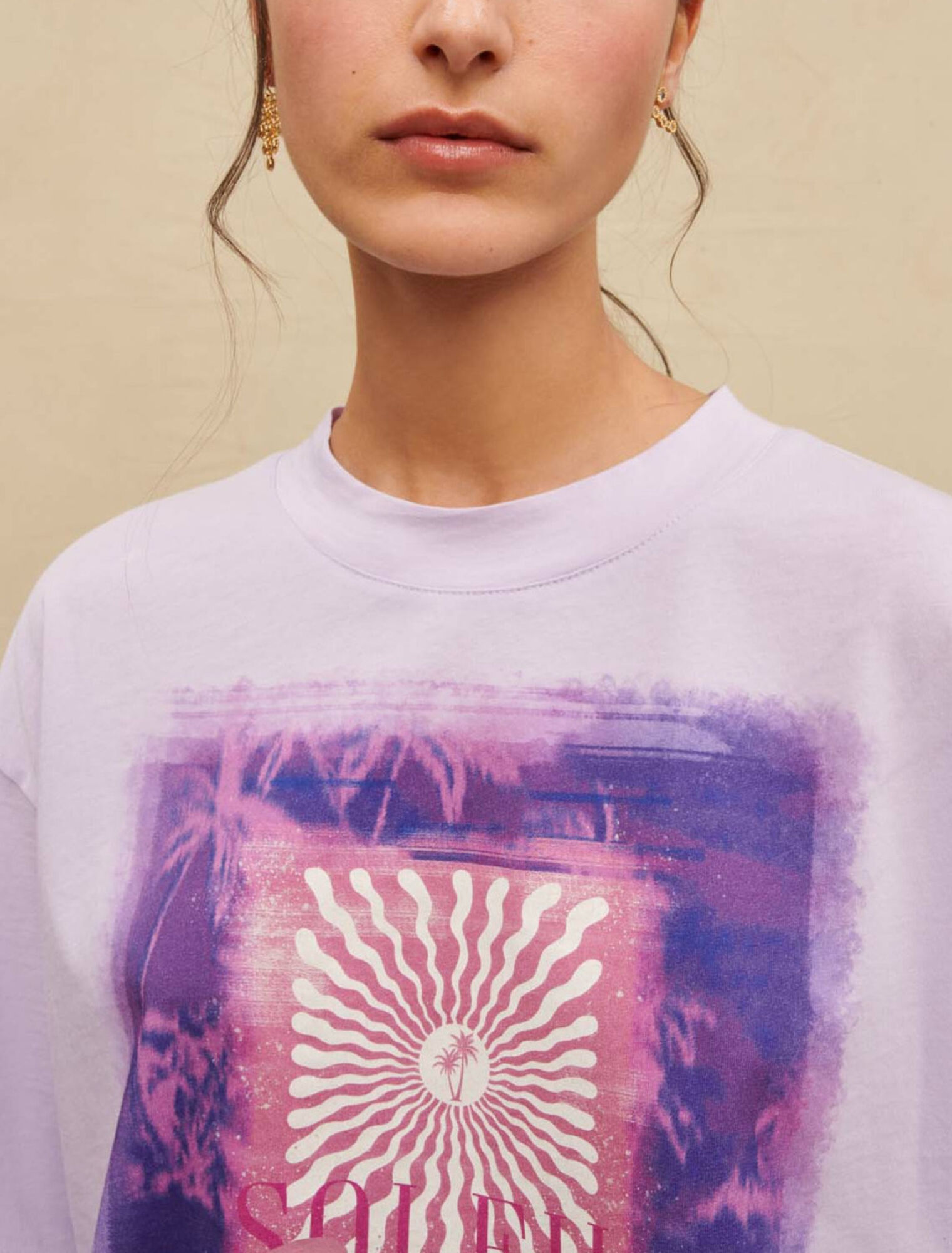 Palm-tree print cropped T-shirt