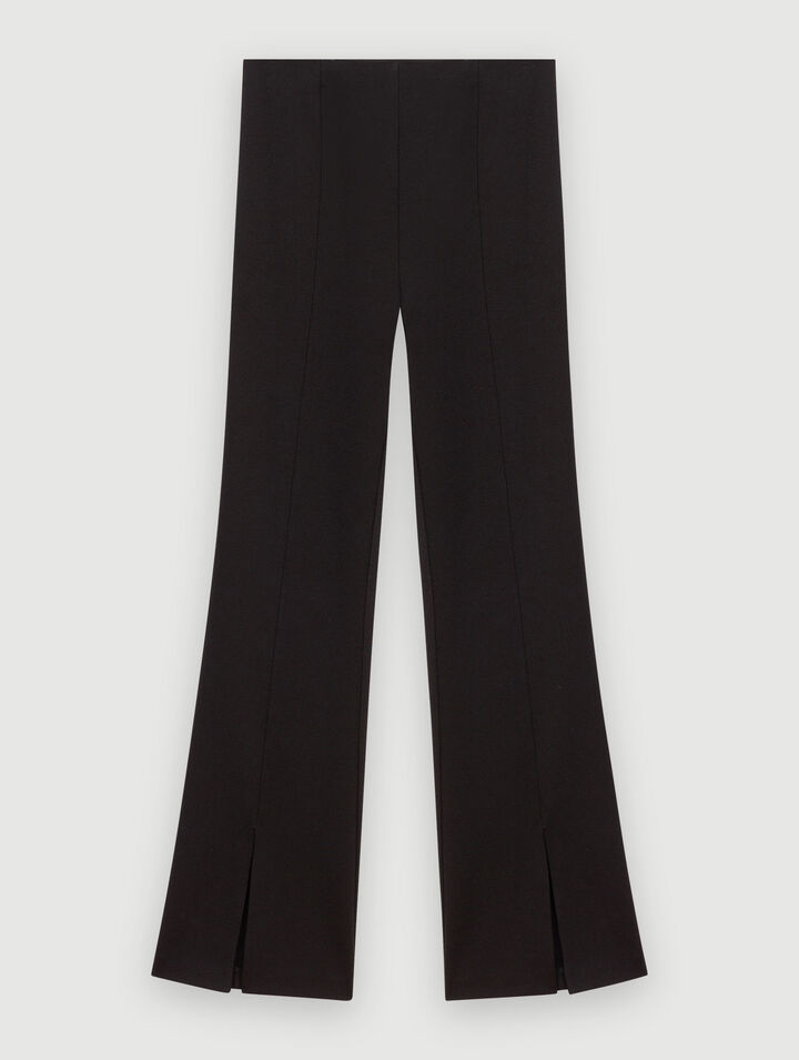 Black slim-fit trousers with slits