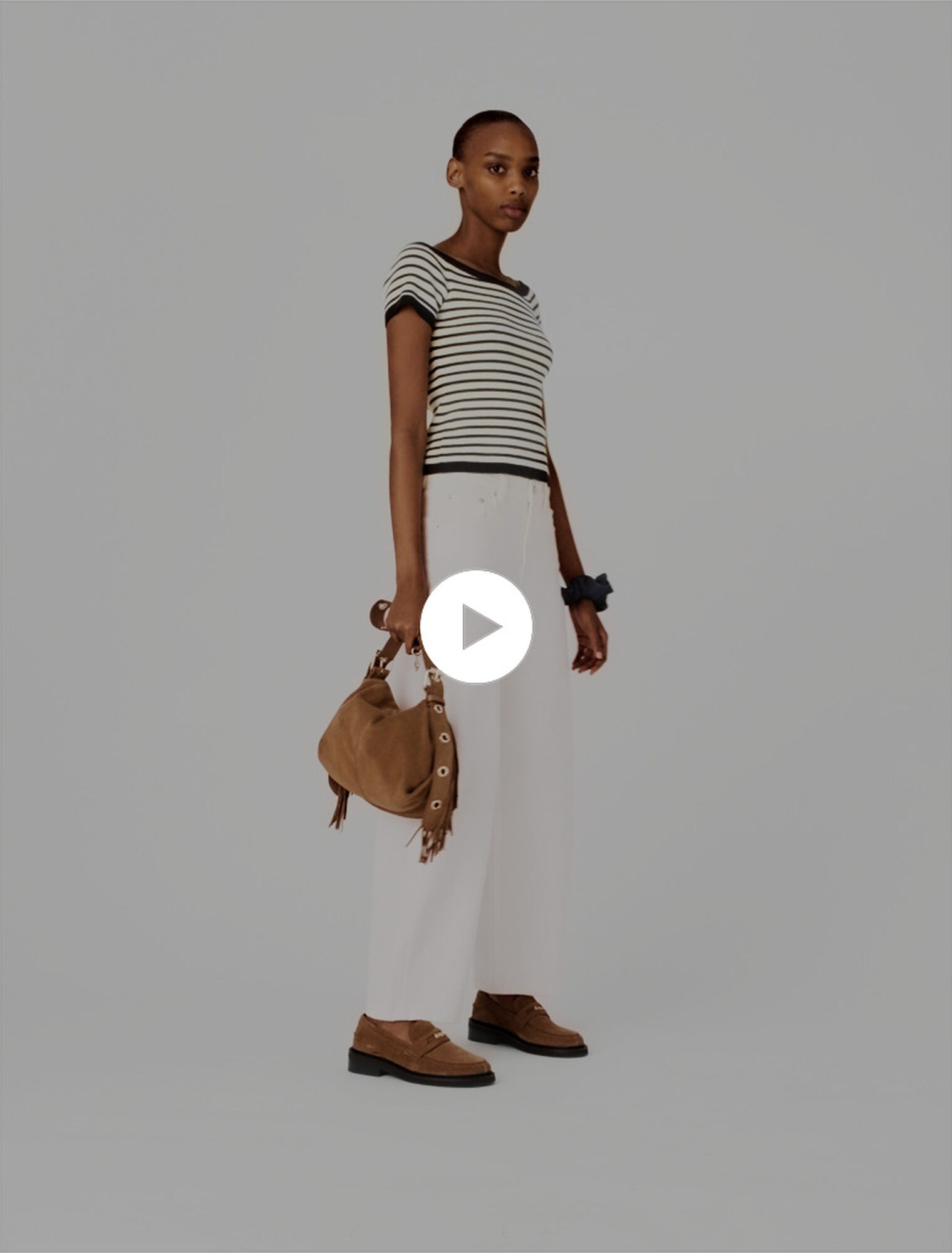 Rib knit top with boat neck