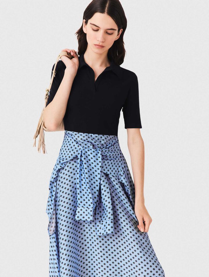 Robe trompe-l&rsquo;&oelig;il &agrave; jupe foulard
