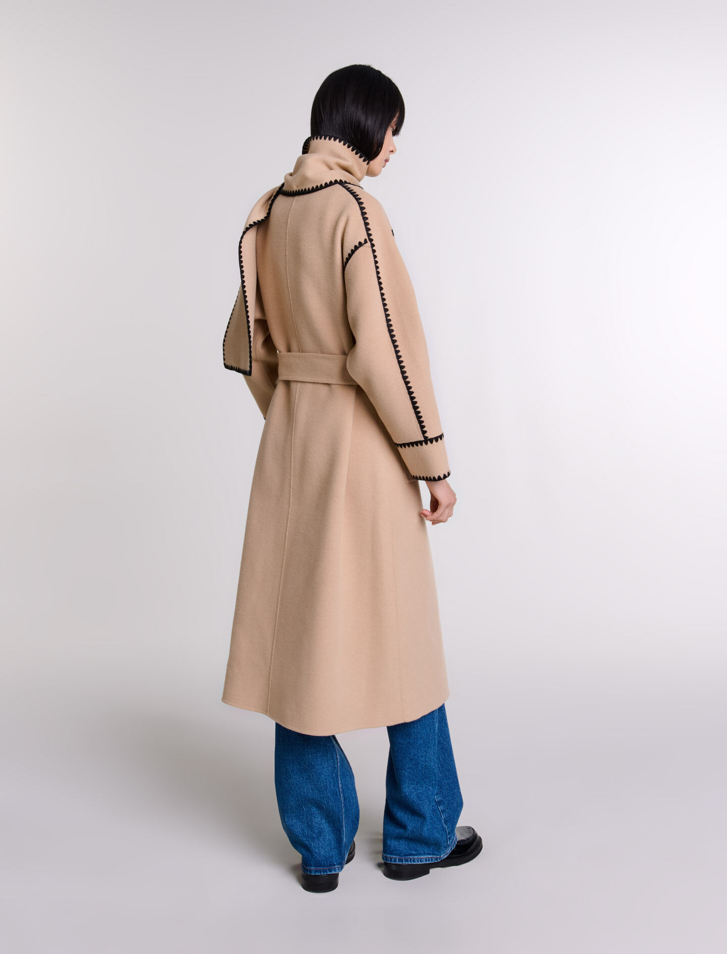 Two-tone double-faced coat Ecru For Women | Maje