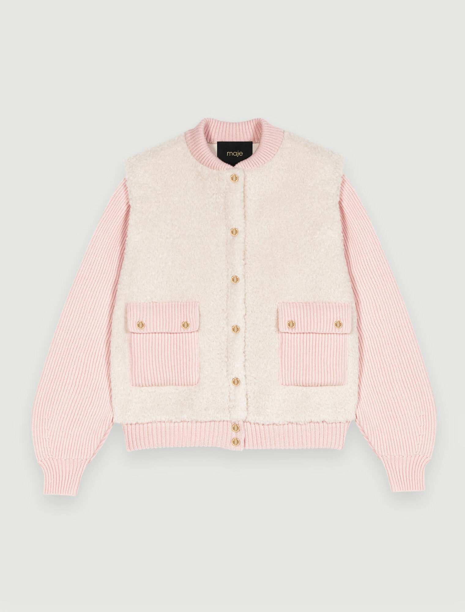 Blouson bi-matière rose
