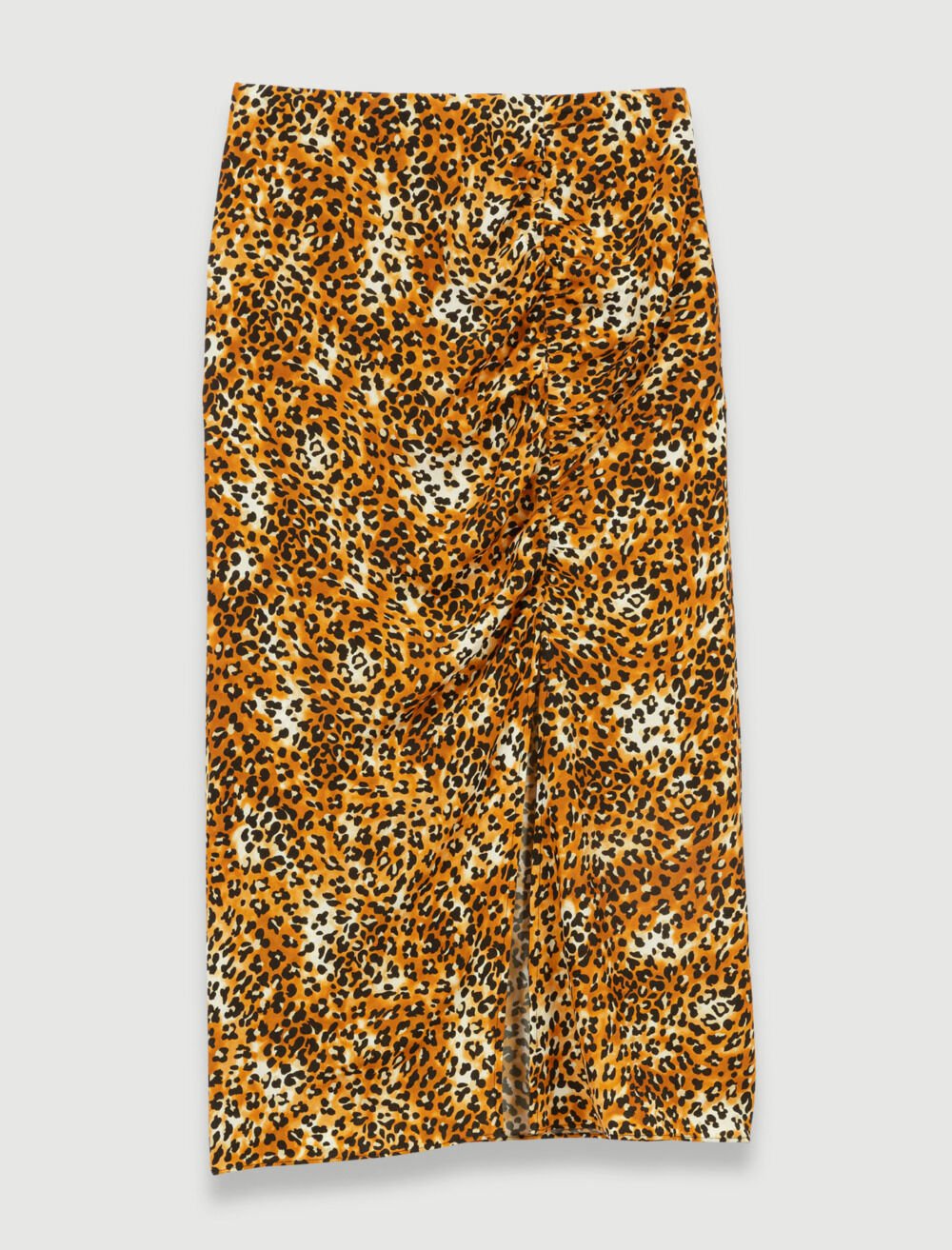 SALE *maje* プリントミディスカート Print mini skirt with rhinestones Brown For Women | Maje