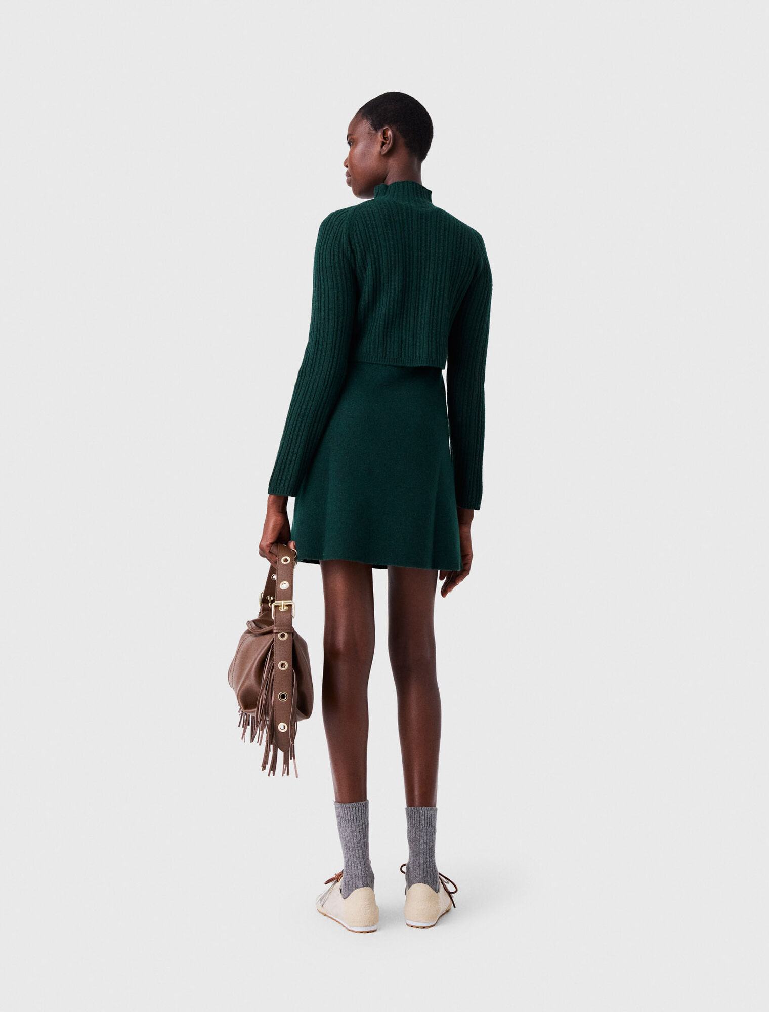 Knit dress with removable sweater